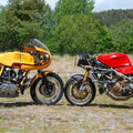 Two works race bikes, 20 year apart.