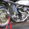Norton Featherbed rep frame, 79 HD XL1000 engine.