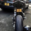Shot of the plate location too.... Using the peg hanger location and a custom made titanium bracket