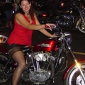My friend Becky models my sporty